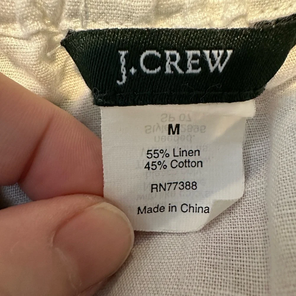 J. Crew White Linen Tiered Blend Sundress Dress Size Medium